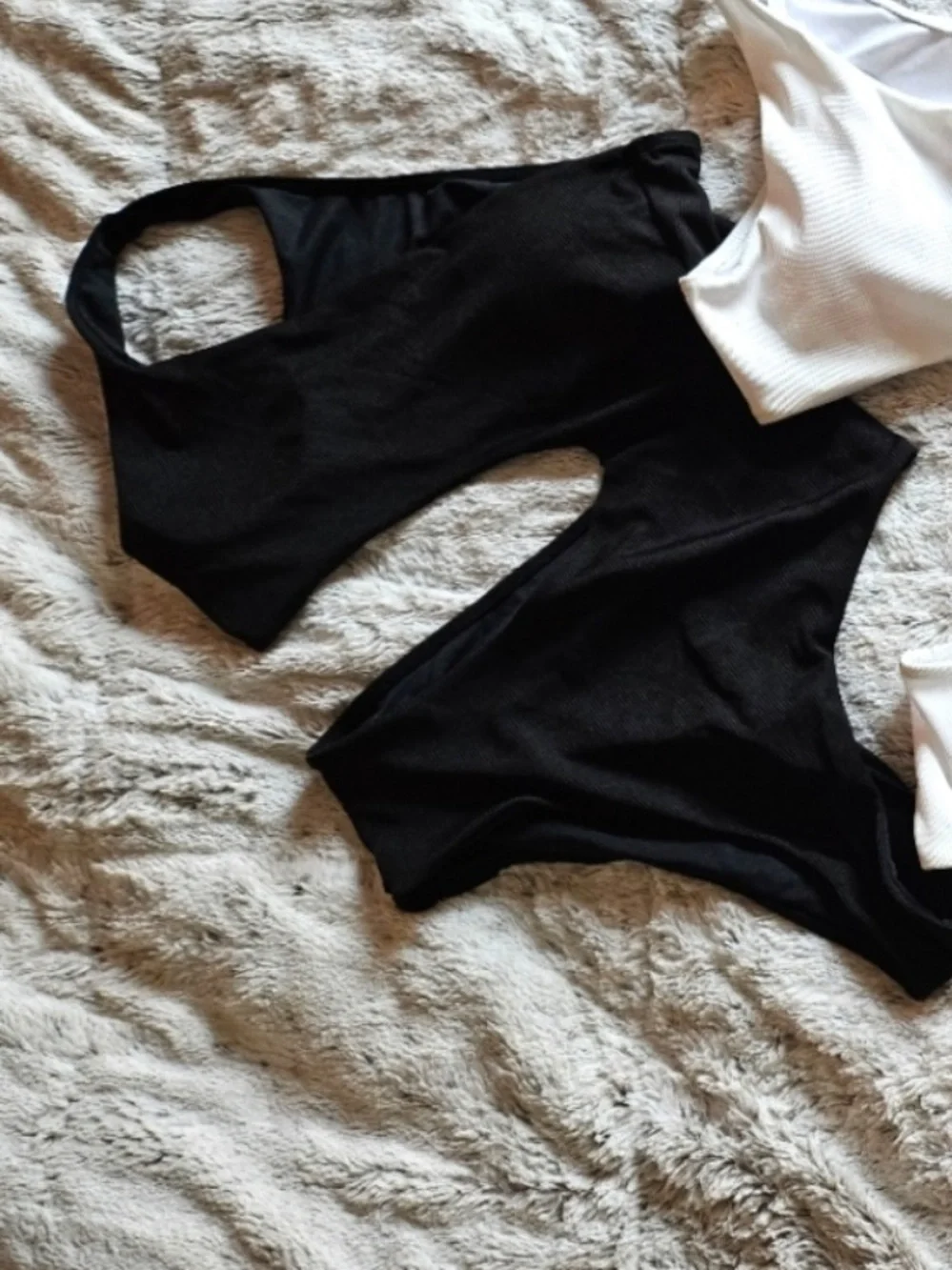 One-Shoulder Black High-Waist Swim Set by